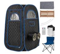 COSTWAY Sauna à Vapeur Portable 3L 1 000W avec Chaise Pliable, Tente de Sauna pour 1-2 Personnes avec 9 Niveaux Température Masseur de Pieds Minuterie, pour Relaxation à la Maison (Noir)