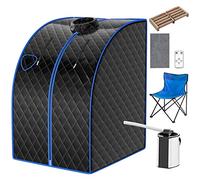 COSTWAY Sauna Cabine Pliable 1000W, 3L Sauna à Vapeur Portable avec Télécommande 9 Options de Minuterie Fonction de Vaporisation, Appareil à Vapeur Couvercle en Verre Trempé Anti-Explosion (Noir)
