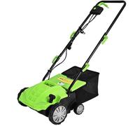 COSTWAY Scarificateur Electrique 1500W-Largeur de Travail 32 cm-Bac de Ramassage 30 L-3 Profondeurs Réglable-2 Lames Amovibles-Vert