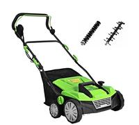 COSTWAY Scarificateur Electrique 1800W-2 en 1 Emmousseur-Largeur 38 cm-Bac de Ramassage 45 L-5 Profondeurs-2 Lames Amovibles-Vert