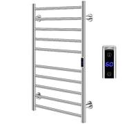 COSTWAY Sèche-Serviettes Électrique 30-60°C avec 10 Barres en Acier Inoxydable, Chauffe-Serviettes 120W Étanche Murale avec Minuterie Affichage LCD, Protection Surchauffe