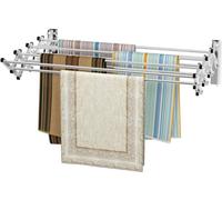 COSTWAY Séchoir à linge mural, Séchoir mural extensible en acier inoxydable avec 8 barres, Séchoir à linge mural peu encombrant, capacité de charge 25 kg, pour buanderie, salle de bains