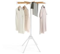 COSTWAY Séchoir à Linge Pliable, 8 Bras d’Étendage en Bambou, Séchoir en Éventail 40 Emplacements pour Cintres, 4 Pieds, Étendoir à Linge Intérieur Extérieur, pour Appartement, Petite Espace