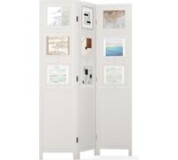 COSTWAY Séparation de pièce en 3 parties avec 9 cadres photo rotatifs, paravent pliable de 170 cm de haut, séparation de pièce de style rustique