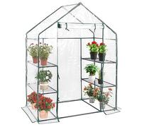 COSTWAY Serre de Jardin avec 4 Étagères, Cadre en Fer, Bâche Résistante et Imperméable, 143 x 73 x 195 cm