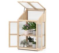 COSTWAY Serre de Jardin avec Protection d'Étagère et Toit Rabattable Transparent, Étagères Amovibles, pour Jardin, Balcon, Porche
