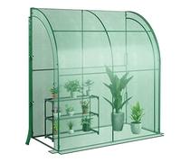 COSTWAY Serre de Jardin en PE avec Étagère à Plantes 3 Niveaux, Serre inclinée Walk-in Imperméable en Acier 200x100x215cm avec 2 Portes à Fermeture Éclair, pour Semis et Pot, Vert