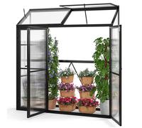 COSTWAY Serre de Jardin Extérieure en Aluminium avec Lucarne et 3 Portes Fermables Plaques PC Résistantes au Soleil 180x52x190cm
