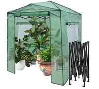 COSTWAY Serre de Jardin Portable avec 2 Larges Fenêtres Observation, Tente pour Plantes Porte Enroulable à Double Fermeture Éclair 180 x 250CM pour Semis Fleurs Culture de Plantes