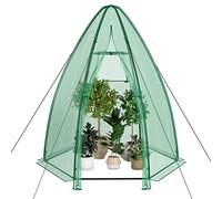 COSTWAY Serre de Jardin Portable en PE Porte Enroulable, Mini Serre de Plantes avec Fenêtre en Treillis Outils de Fixation Contre Froid et Gel pour Plante en Pot 160x160x183cm, Vert