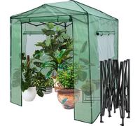 COSTWAY Serre en film plastique, serre avec 2 portes enroulables & 2 fenêtres, serre à tomates avec film PE grillagé, serre pour plantes, 180x250x230cm vert