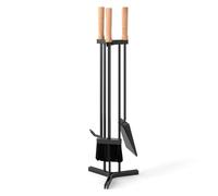 COSTWAY Serviteur de Cheminée 4 Pièces en Fer Forgé Durable et Robust, Accessoires de Cheminée Compact pour Poêle à Bois en Forme de Canne, Noir (4 Pcs)