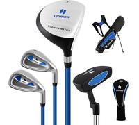 COSTWAY Set complet de clubs de golf pour enfants comprend un bois de parcours #3, un fer #7 et #9, un sac de golf portable pour les enfants de 8 à 10 ans