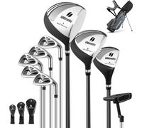 COSTWAY set complet de clubs de golf pour hommes, 9/11 pieces set de clubs de golf pour droitiers avec housse de pluie, set de golf avec 1 driver & 3 fairway & 4 hybride