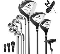 COSTWAY set complet de clubs de golf pour hommes, 9/11 pieces set de clubs de golf pour droitiers avec housse de pluie, set de golf avec 1 driver & 3 fairway & 4 hybride