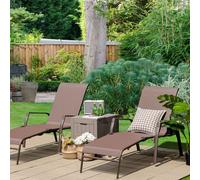 COSTWAY Set de 2 chaises longues pliantes, chaise longue avec dossier réglable en 5 positions, charge maximale 150 kg, 192 x 52 x 36 cm, chaise longue de jardin pour piscine, jardin et balcon