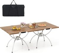 COSTWAY Set de 2 tables de camping pliantes, table pliante extensible avec structure en aluminium, sac de transport