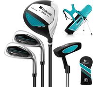 COSTWAY Set de 4 clubs de golf pour enfants, jeu de clubs de golf pour droitiers pour enfants de 5 à 7 ans bleu