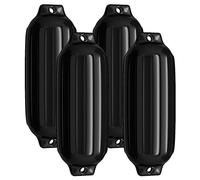 COSTWAY Set de 4 Pare-Battage Gonflables 50 x 14 cm en PVC à Deux Œillets Nervurés pour Ponton, Voilier, Hors-Bord (Noir)