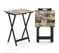 COSTWAY Set de 4 tables de jardin pliantes, table de bistrot Outdoor en bois résistante aux intempéries, table pliante avec poignée, table de balcon industrielle 48x40x67cm