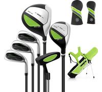 COSTWAY Set de 6 clubs de golf pour enfants, Set de clubs de golf pour droitiers avec sac de golf & housse de pluie, pour enfants de 11-13 ans Vert