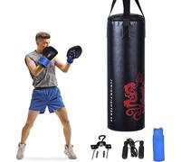 COSTWAY Set de sacs de frappe lourds pour enfants, sac de frappe rempli & suspendu avec gants de boxe, corde à sauter, sac de transport, crochet de plafond, équipement de boxe suspendu pour MMA, Kickb