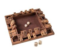 COSTWAY Shut The Box 4 Joueurs, Jeu de Société en Bois Pin Classique avec 2 Dés, Surface Velours, Chiffres Sérigraphiés, Jeux de Dés Jeu de Plateau Familial pour Maison Fête Pub (Marron+Naturel)