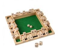 COSTWAY Shut The Box 4 Joueurs, Jeu de Société en Bois Pin Classique avec 2 Dés, Surface Velours, Chiffres Sérigraphiés, Jeux de Dés Jeu de Plateau Familial pour Maison Fête Pub (Vert+Naturel)