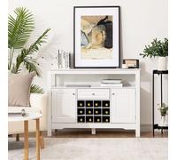 COSTWAY Sideboard Armoire de cuisine avec portes et tiroirs, table console en bois Commode de cuisine, armoire buffet Armoire de rangement Armoire d'appoint Armoire à vin (Blanc)