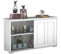 COSTWAY Sideboard Beige, Commode Buffet Armoire de cuisine Commode de salle de bain Armoire d'appoint Armoire multi-usages avec portes coulissantes