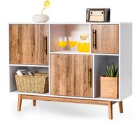 COSTWAY Sideboard Étagère sur pied Commode Armoire de rangement, bibliothèque en bois indépendante Bibliothèque d'accent