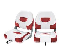 COSTWAY Siège de Bateau Pliant Lot de 2 Rembourrage en Mousse (Rouge+Blanc)