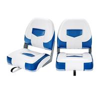 COSTWAY Siège de Bateau Pliante Lot de 2 avec Rembourrage en Mousse (Bleu)