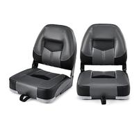 COSTWAY Sièges de Bateau Pliants Lot de 2 Rembourrage en Mousse (Noir)