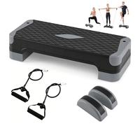 COSTWAY Stepper d'Aérobic 3 en 1, Step Fitness 4 Hauteurs (Gris)