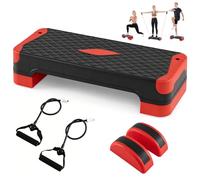 COSTWAY Stepper d'Aérobic 3 en 1, Step Fitness 4 Hauteurs (Rouge)