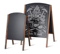 COSTWAY Stop Trottoir Pliable 2 Faces Panneau Publicitaire sur Pied en Bois 60 x 101 CM Publicité pour Restaurants, Café, Pub