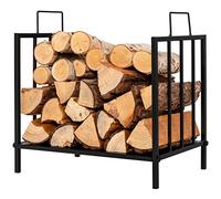 COSTWAY Support à Bois de Chauffage en Fer Forgé, Porte-Bûches avec Capacité de Charge de 50 kg, pour Poêle, Brasero, Intérieur et Extérieur (Rectangle Simple)