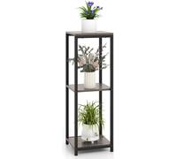 COSTWAY Support de plantes à 3 étages en métal, Escalier pour fleurs en bois, Escalier pour plantes avec sécurité anti-basculement, Étagère pour fleurs 30,5x30,5x91,5cm Noir