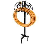 CostwaySupport de Tuyau de Jardin Autoportant en Métal Amovible Organisateur de Tuyau avec 3 Points d'Ancrage pour Enrouleur de Tuyau de 45 m pour Cour Jardin Pelouse Noir