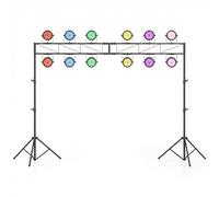 COSTWAY Support d'Éclairage LED avec Hauteur Réglable 140 à 265 cm, Support de Lumière Métallique 2 Trépieds Pliables 12 Points de Fixation Charge 50KG, pour Scène Concert Théâtres