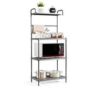 COSTWAY Support pour Micro-Ondes à 4 Niveaux - Étagère de Cuisine en métal - Étagère sur Pied avec étagères réglables - Étagère Autonome pour Micro-Ondes - 59 x 34 x 136 cm (Gris)