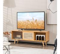 COSTWAY Support TV Armoire TV pour téléviseurs jusqu'à 55 pouces, TV Lowboard avec 2 portes coulissantes, armoire TV Console média pour salon chambre à coucher