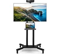 COSTWAY Support TV pour téléviseur LCD/LED 32-70 pouces jusqu'à 50 kg, pied TV avec plateau réglable en hauteur & à roulettes, max. VESA 600x400mm, noir