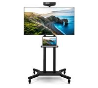 CostwaySupport TV sur Pied Mobile pour Téléviseurs Plats et Incurvés 32"-70" Chariot TV à Roulettes Réglable 2 Étagères Max 600x400mm Charge 50kg