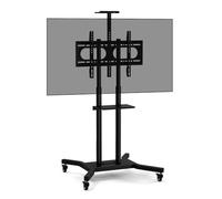 COSTWAY Support TV sur Pied Mobile pour Téléviseurs Plats et Incurvés 32" à 70", Chariot TV à roulettes Réglable 2 Étagères pour Caméra et AV Passe-câbles VESA Max. 600 x 400 mm, Charge 50kg