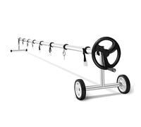 COSTWAY Système d'Enroulement Mobile pour Bâches Solaires, Enrouleur en Aluminium pour Couverture de Piscine, Longueur Maximum à 7 M, avec Roues en Caoutchouc (700 x 59,5 x 61,5 cm)