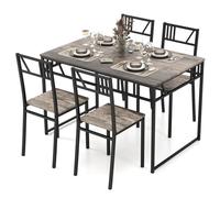 COSTWAY Table à Manger avec 4 Chaises, Ensemble Table et 4 Chaises, Cadre en Métal Noir, Table Cuisine Rectangulaire 110x70cm pour Salle à Manger, Cuisine, Salon
