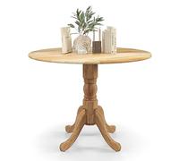 COSTWAY Table a Manger Bois Ronde 100 x 100 cm, Table de Cuisine 4 Personnes, Piédestal Design Vintage, pour Salon, Hotel, Appartement, Charge 100 kg (Naturel)