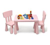 Costway Table Avec 2 Chaises Pour Enfants 1-7 Ans, Dossier Ergonomique Hauteur Scientifique Pour Manger Dessiner Écrire, Rose Multicolore